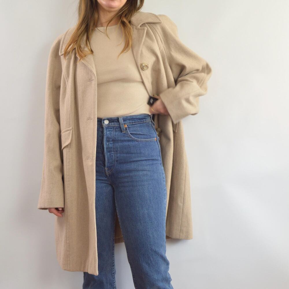 perfect mid length light beige vintage london fog wool overcoat